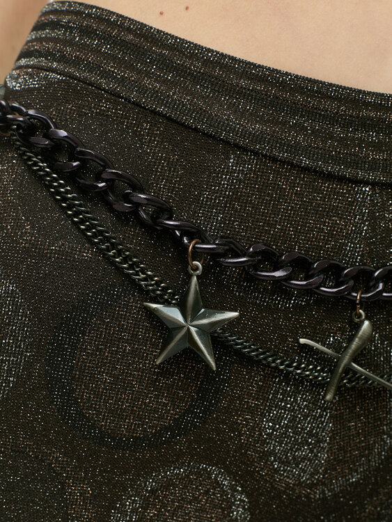 Extē Leather And Metal Chain Belt 