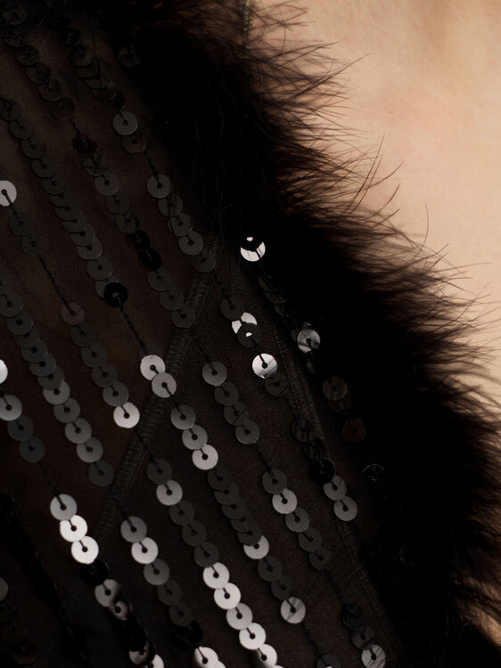 Sequin Feather Trip Top 