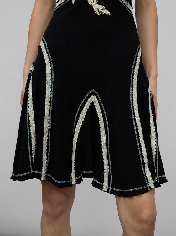 Black Rib Cotton Midi Dress 