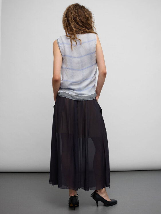 DieselStyleLab Layered Silk Chiffon Top 