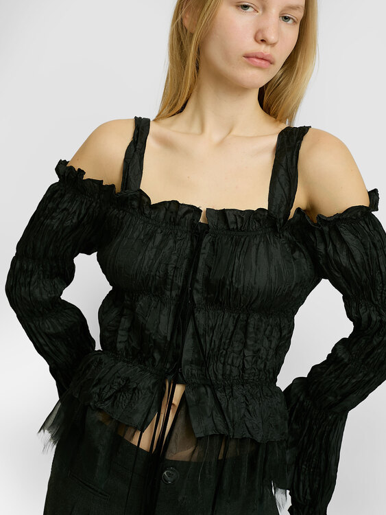 Crinkle Effect Off-Shoulder Top 