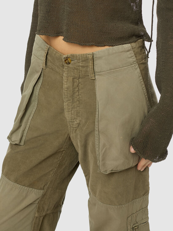 Khaki Corduroy Cargo Pants 