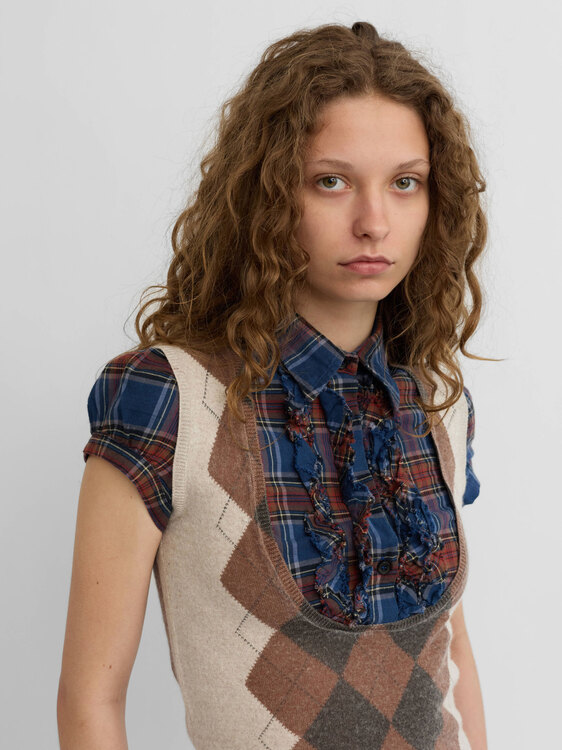 Integrated Shirt Argyle Vest 