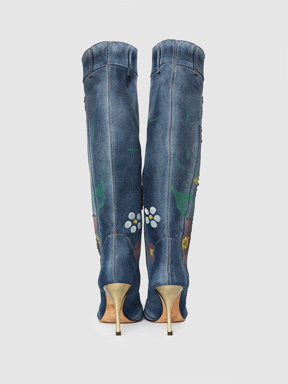 Denim Stiletto Boots 