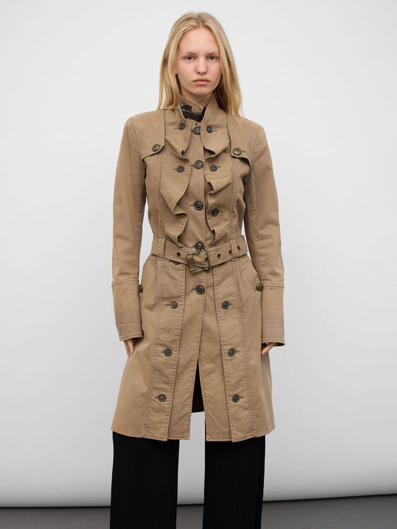 Beige Cotton Trench Coat 