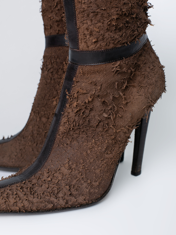 Brown Leather Stiletto Boots 