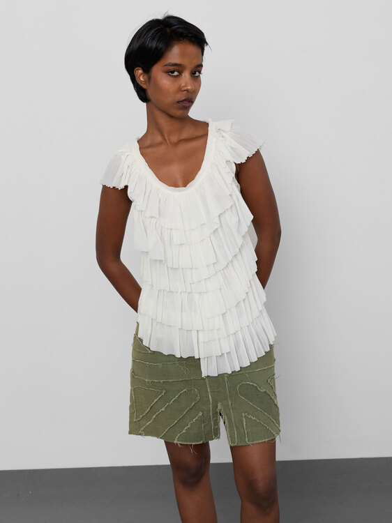 White Ruffled Top 