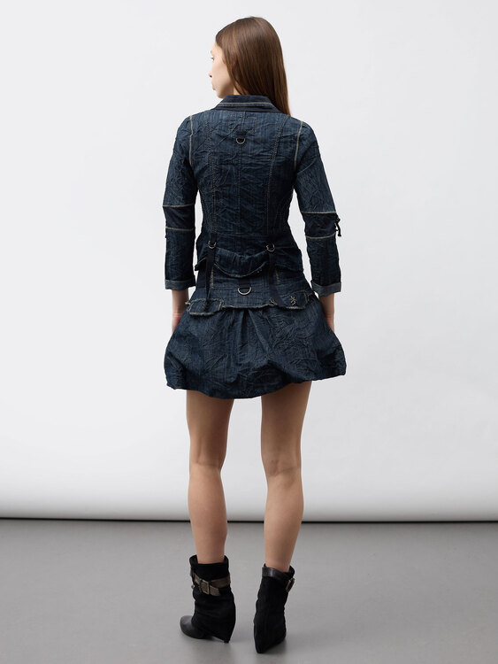 Crinkle Effect Denim Set 