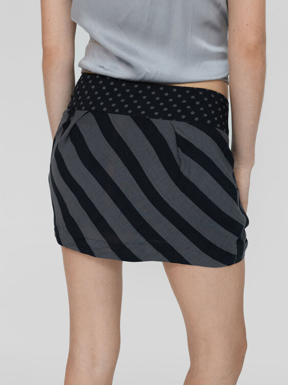 Killah Black & Grey Striped Mini Skirt 