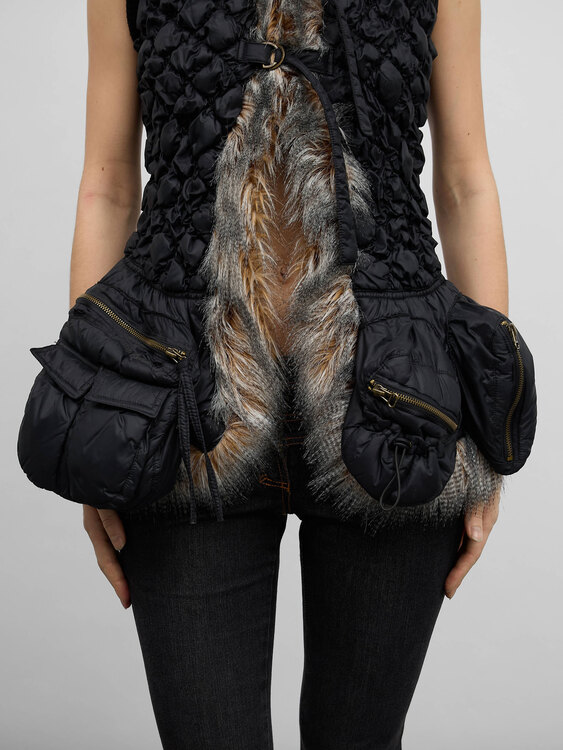 Black Nylon Bubble Vest 