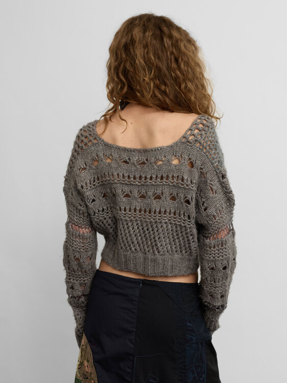 Grey Open Knit Cardigan 