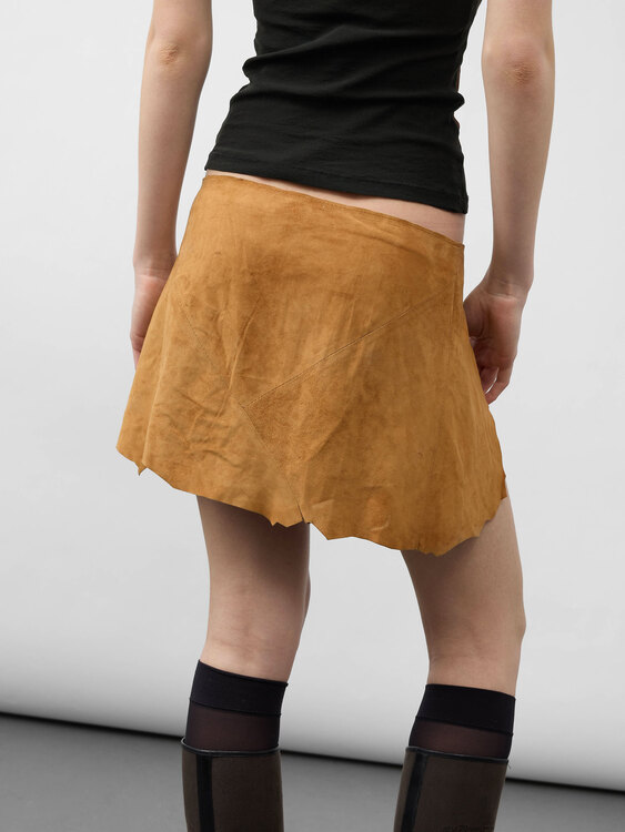 Suede Asymmetrical Mini Skirt 