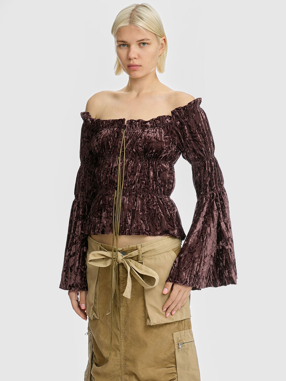Gathered Velvet Top 