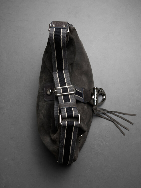 4US Grey Suede Hobo Bag 