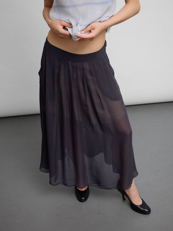 Pleated Chiffon Maxi Skirt 