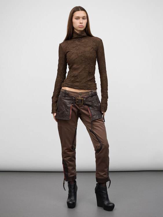 Dsquared² Gabardine And Leather Trousers 