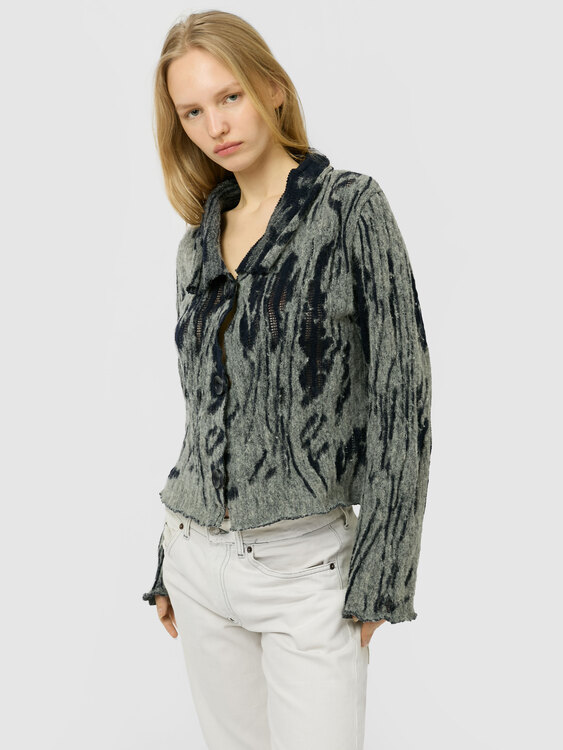 Knitted Abstract Print Cardigan 