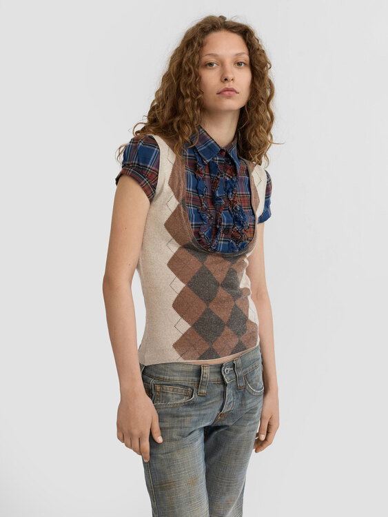 Integrated Shirt Argyle Vest 