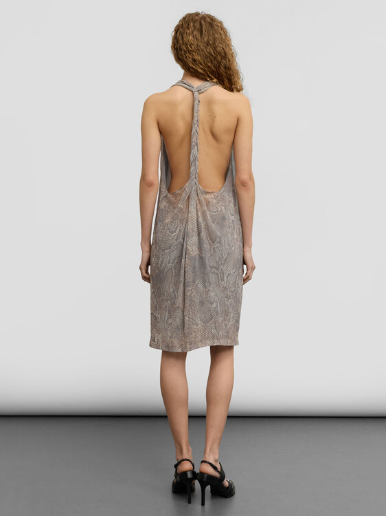 Acne Backless Snakeskin Print Dress 