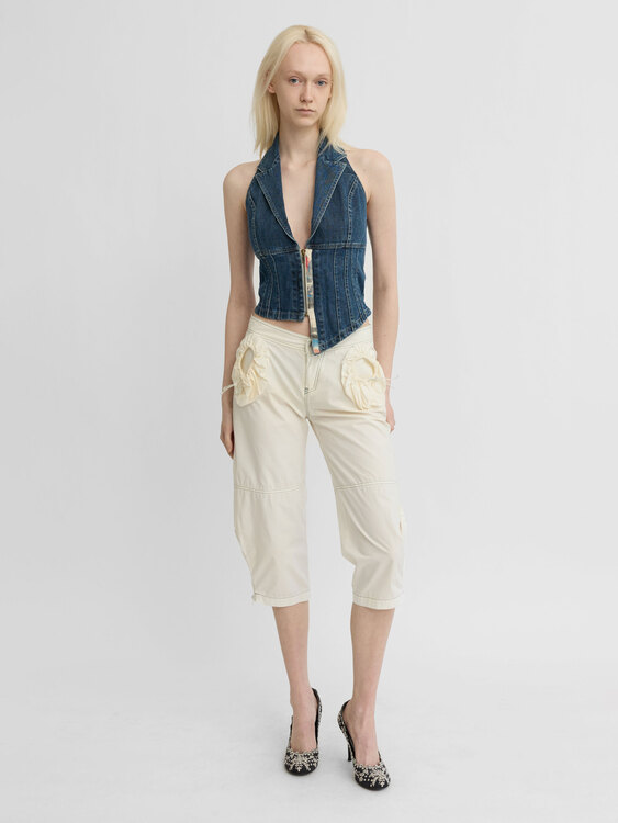 Blue Denim Asymmetrical Bustier 