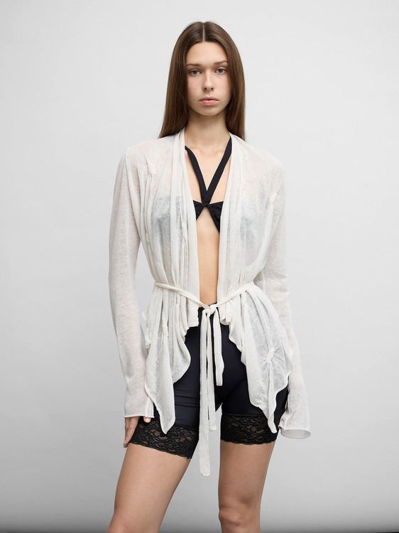 Sarah Pacini Shirred Cardigan 