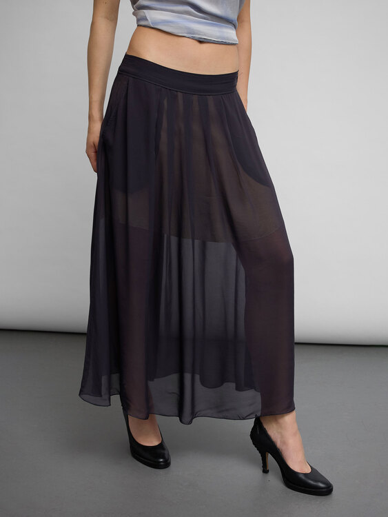 Pleated Chiffon Maxi Skirt 