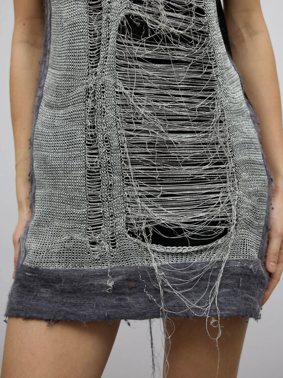 Ripped Effect Mini Dress 