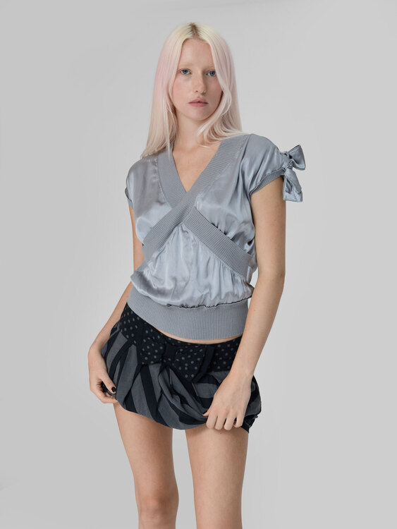 Silver-Grey Silk Top 