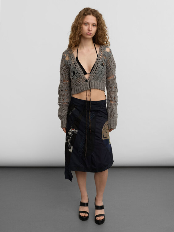 Grey Open Knit Cardigan 