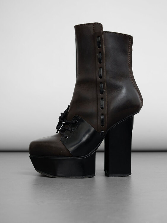 Acne Leather Platform Heeled Boots 