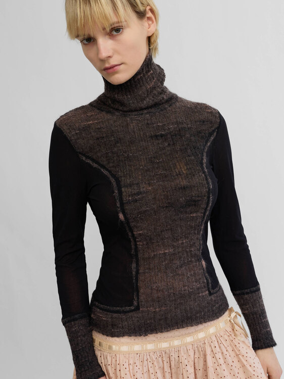 Mesh And Knit Blouse 