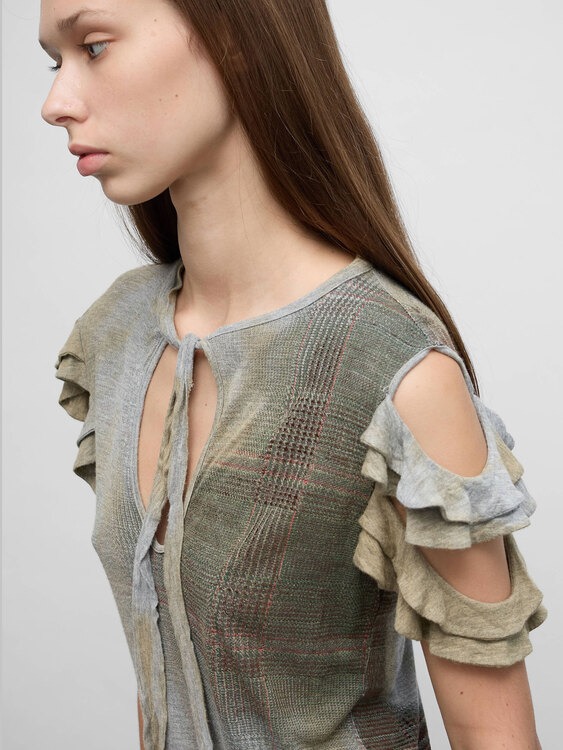 Gaetano Navarra Plaid Print Top 