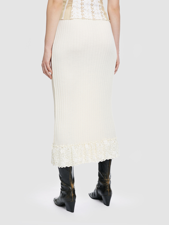White Knitted Maxi Skirt 