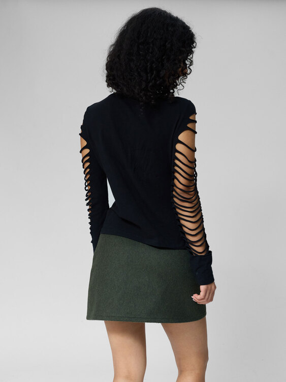 Extē Black Cut-Out Long-Sleeve Top 