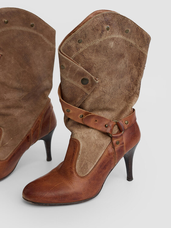 DieselStyleLab Heeled Leather Boots 