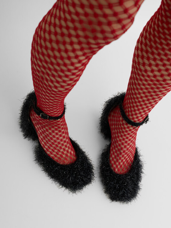 Collection Privée? Fuzzy Marry Jane Heels 