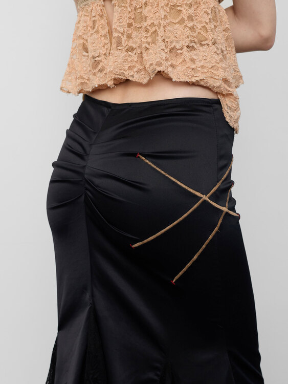 Black Satin Maxi Skirt 