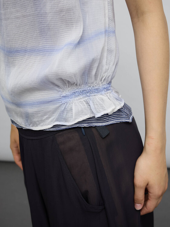 DieselStyleLab Layered Silk Chiffon Top 