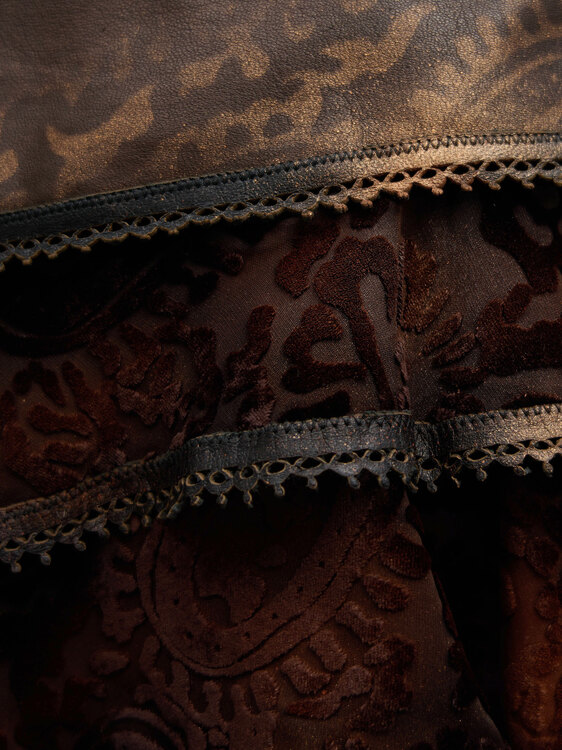 Voyage Leather and Chiffon Skirt 