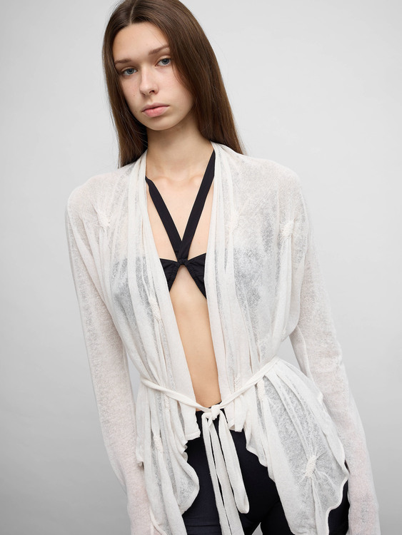 Sarah Pacini Shirred Cardigan 