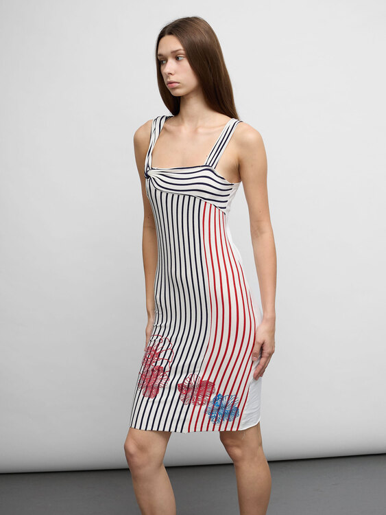 Michiko Koshino Striped Midi Dress 