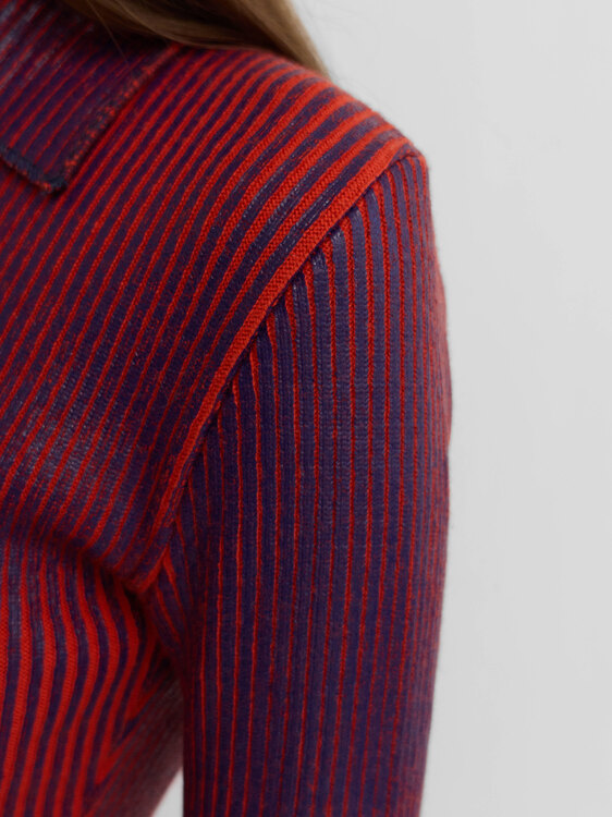 Rib Knit Foil Coat Sweater 