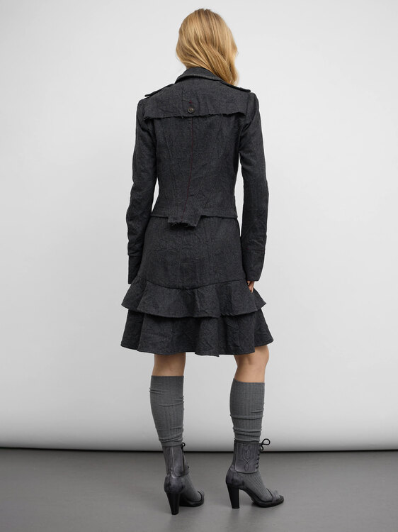 Grey Wrinkle Effect Coat 