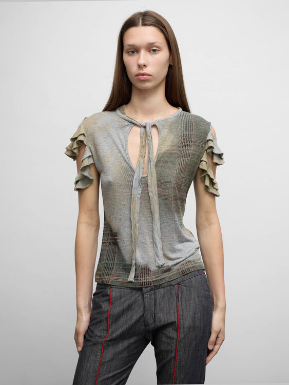 Gaetano Navarra Plaid Print Top 