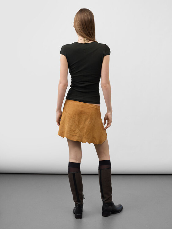 Suede Asymmetrical Mini Skirt 