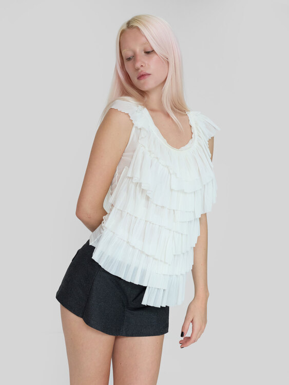 White Frilled Top 