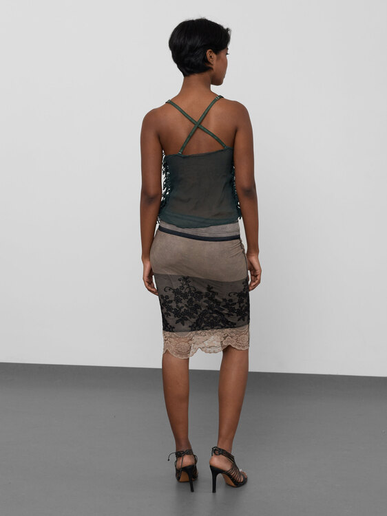 Taupe Lace Detail Skirt 