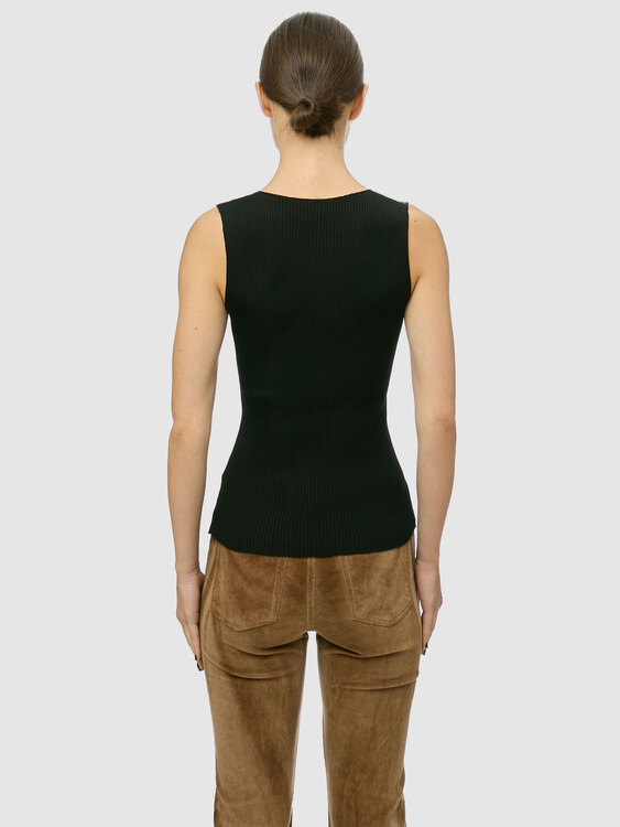 Rib Knit Metallic Vest 