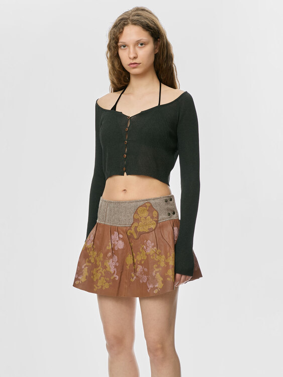Michiko Koshino Leather Mini Skirt 
