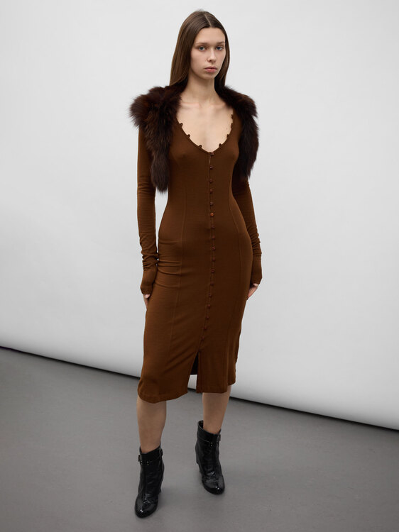 Plein Sud Fur Collar Dress 